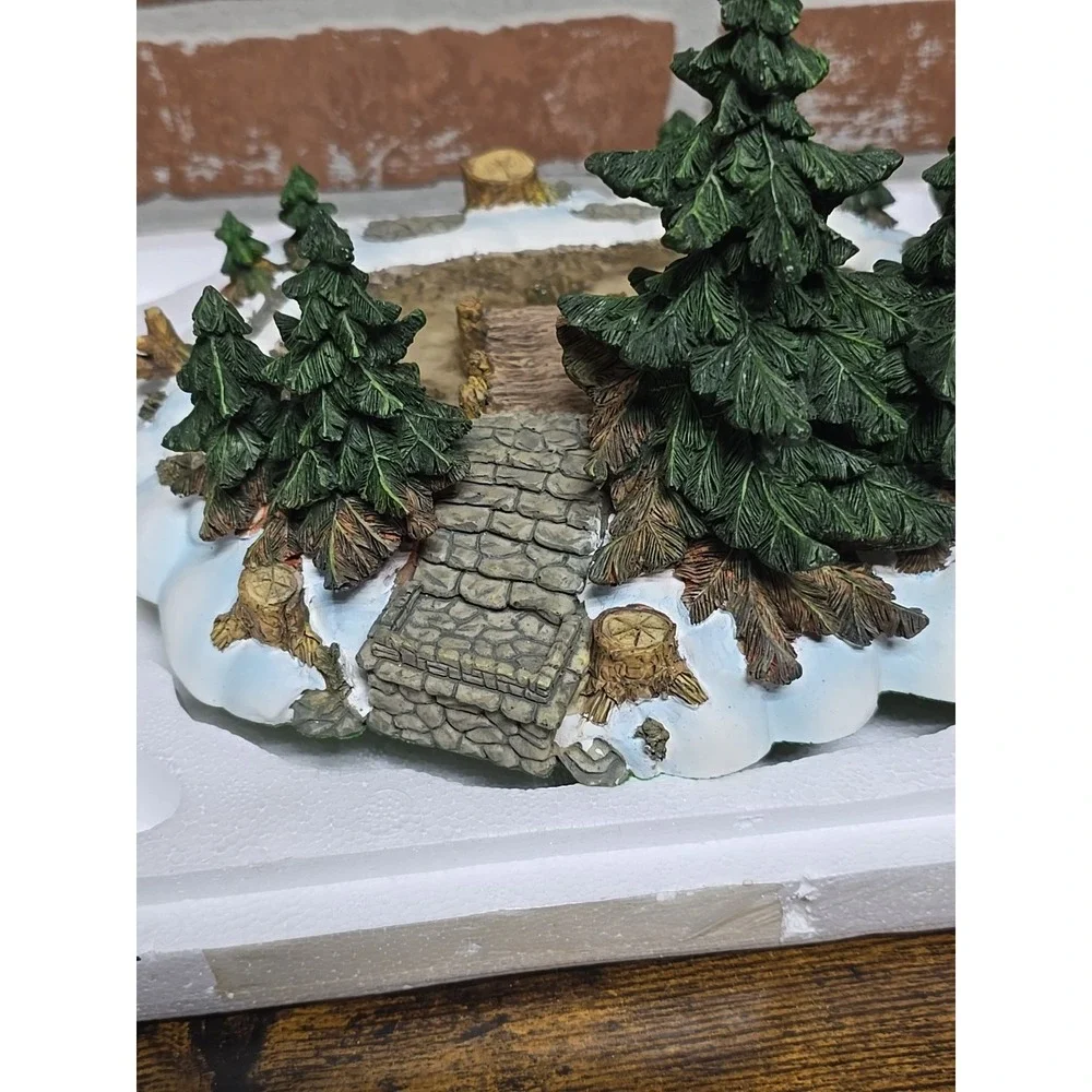 Dept 56 Dickens' Village Series Pine Point Pond Trees Koi Bridge Collection